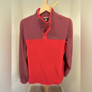 EDDIE BAUER - Red Fleece Pullover, Mens Size Large